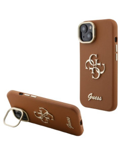 GUESS CARCASA GRAINED 4G SOPORTE CAMARA IPHONE 13 MARRON