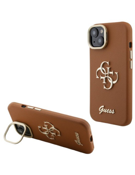 GUESS CARCASA GRAINED 4G SOPORTE CAMARA IPHONE 13 MARRON
