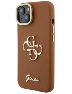 GUESS CARCASA GRAINED 4G SOPORTE CAMARA IPHONE 13 MARRON 2