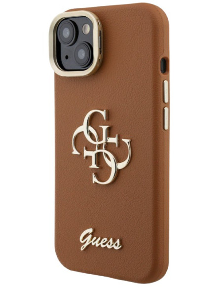 GUESS CARCASA GRAINED 4G SOPORTE CAMARA IPHONE 13 MARRON
