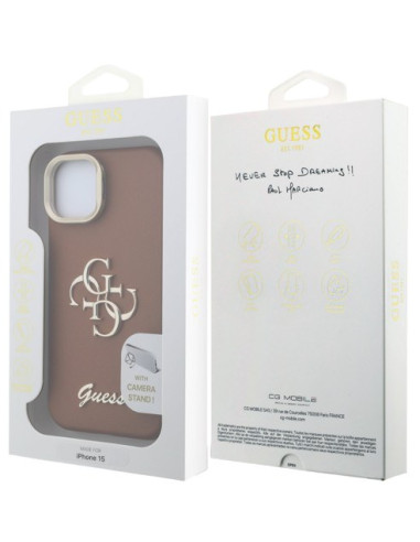 GUESS CARCASA GRAINED 4G SOPORTE CAMARA IPHONE 13 MARRON