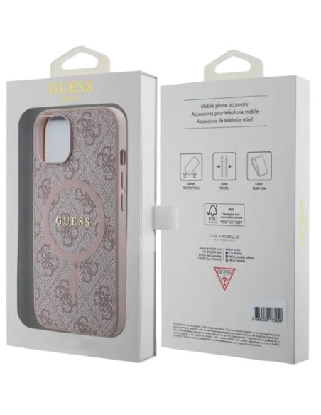 GUESS CARCASA 4G COLORED RING IPHONE 14 ROSA