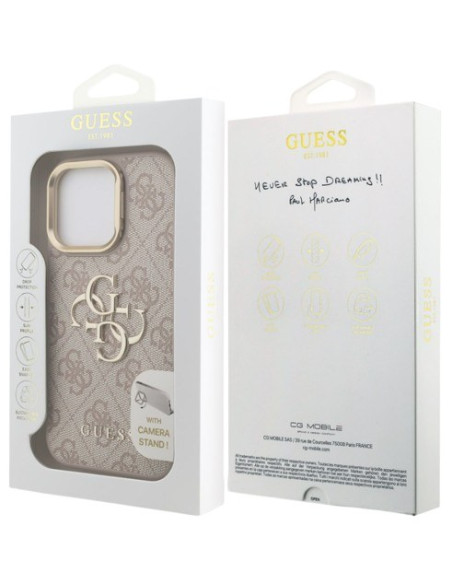 GUESS CARCASA 4G SOPORTE CAMARA IPHONE 15 PRO ROSA