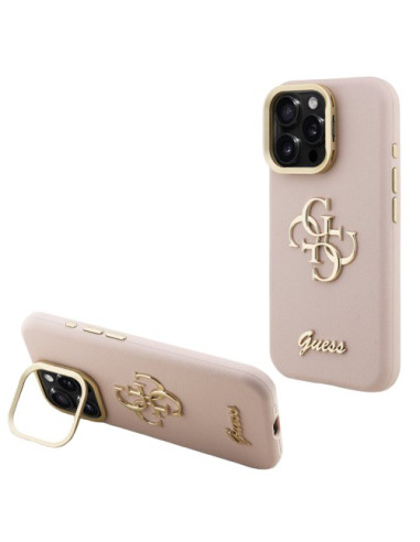 GUESS CARCASA GRAINED 4G SOPORTE CAMARA IPHONE 15 PRO ROSA