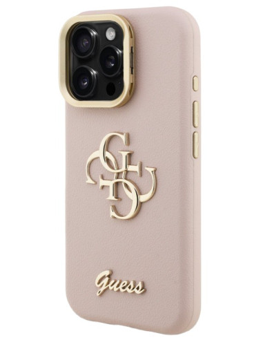 GUESS CARCASA GRAINED 4G SOPORTE CAMARA IPHONE 15 PRO ROSA