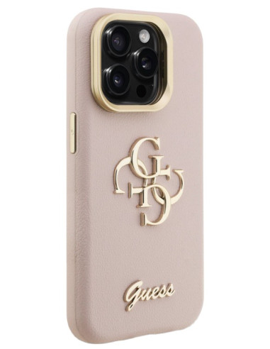 GUESS CARCASA GRAINED 4G SOPORTE CAMARA IPHONE 15 PRO ROSA