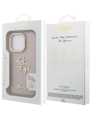 GUESS CARCASA GRAINED 4G SOPORTE CAMARA IPHONE 15 PRO ROSA