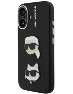KARL LAGERFELD CARCASA GRAINED K&C HEADS IPHONE 16 NEGRO