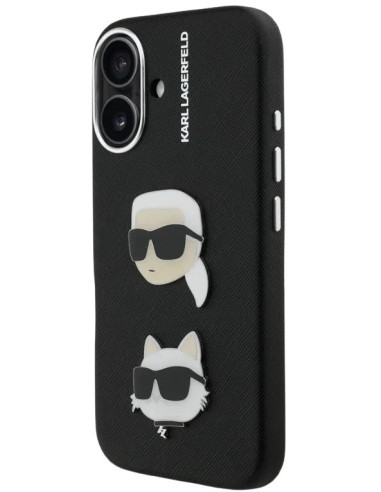 KARL LAGERFELD CARCASA GRAINED K&C HEADS IPHONE 16 NEGRO