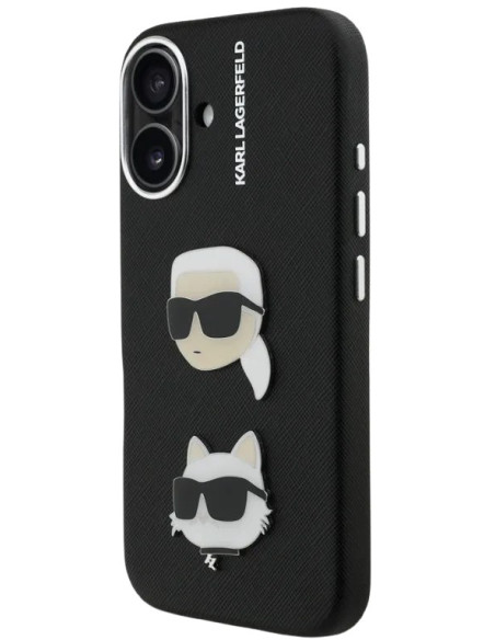 KARL LAGERFELD CARCASA GRAINED K&C HEADS IPHONE 16 NEGRO