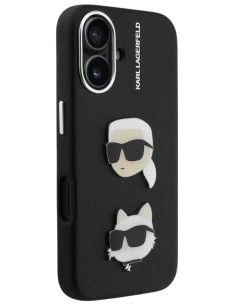 KARL LAGERFELD CARCASA GRAINED K&C HEADS IPHONE 16 NEGRO 2