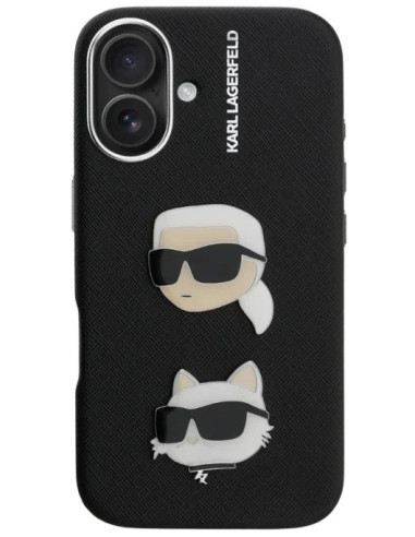 KARL LAGERFELD CARCASA GRAINED K&C HEADS IPHONE 16 NEGRO