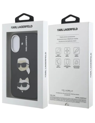 KARL LAGERFELD CARCASA GRAINED K&C HEADS IPHONE 16 NEGRO
