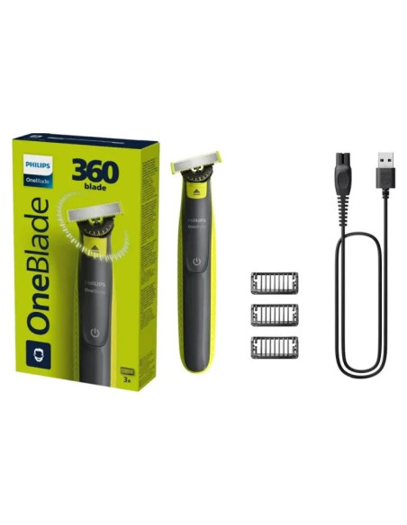 PHILIPS CORTABARBA ONEBLADE 360° QP2724/23 CON 3 ACCESORIOS