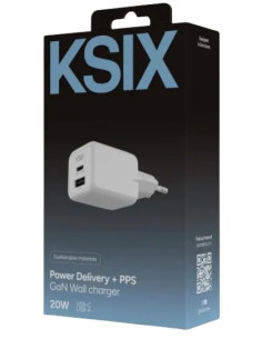 KSIX CARGADOR DUAL PD 20w 1xUSB-A / 1xUSB-C 2