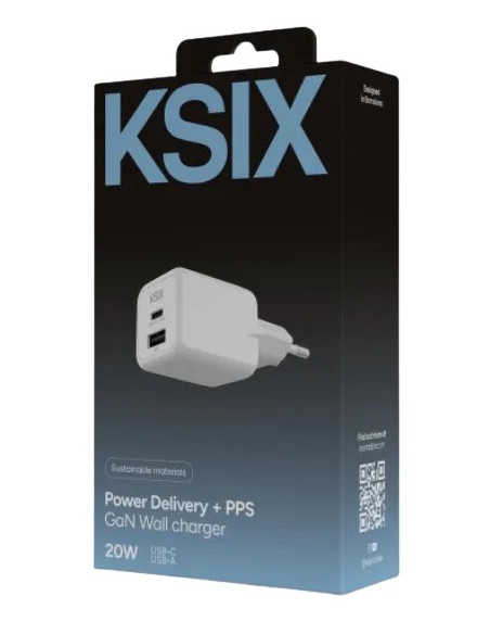 KSIX CARGADOR DUAL PD 20w 1xUSB-A / 1xUSB-C