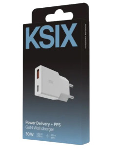 KSIX CARGADOR XTRASLIM DUAL PD 30w 1xUSB-A / 1xUSB-C 2
