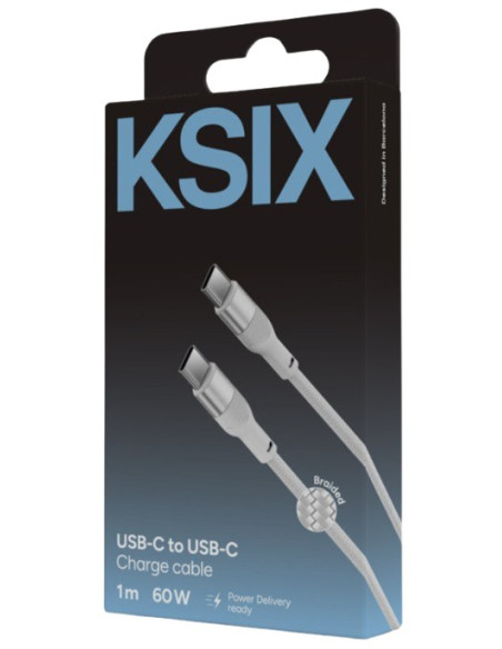 KSIX CABLE TRENZADO 60W TIPO C - TIPO C 1m BLANCO