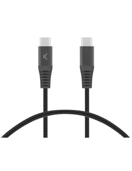 KSIX CABLE TRENZADO 65W TIPO C - TIPO C 1m NEGRO