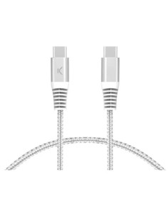 KSIX CABLE TRENZADO 65W TIPO C - TIPO C 2m BLANCO