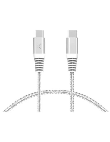 KSIX CABLE TRENZADO 65W TIPO C - TIPO C 2m BLANCO