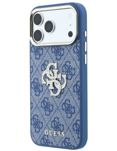GUESS CARCASA 4G STRASS DIAMOND LOGO IPHONE 18 PRO MAX/17 PRO MAX AZUL