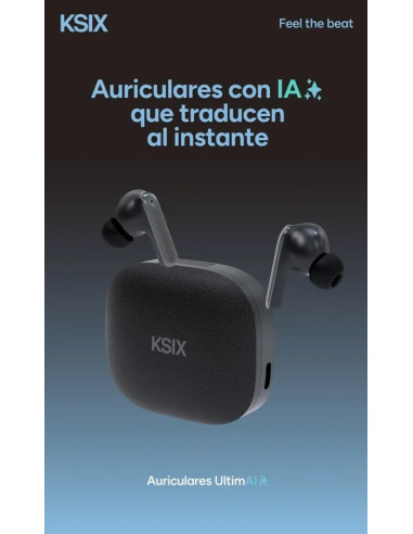 KSIX AURICULARES INALAMBRICOS TRADUCCIÓN IA ANC+ENC NEGRO