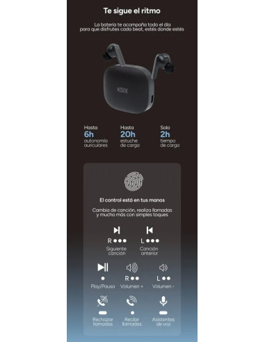 KSIX AURICULARES INALAMBRICOS TRADUCCIÓN IA ANC+ENC NEGRO