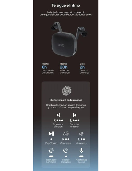 KSIX AURICULARES INALAMBRICOS TRADUCCIÓN IA ANC+ENC NEGRO