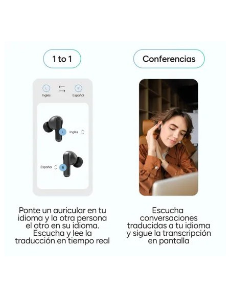 KSIX AURICULARES INALAMBRICOS TRADUCCIÓN IA ANC+ENC NEGRO