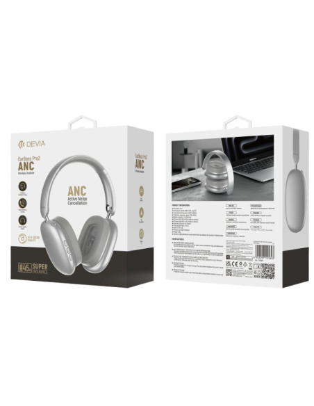 DEVIA AURICULAR BLUETOOTH ANC EARBASS PRO2 PLATA