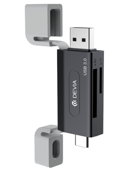 DEVIA LECTOR DE TARJETA USB/USB-C 3.0 NEGRO