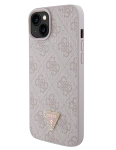 GUESS CARCASA 4G TRIANGLE STRASS IPHONE 15 ROSA