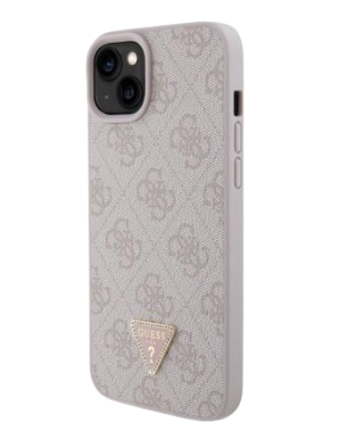 GUESS CARCASA 4G TRIANGLE STRASS IPHONE 15 ROSA
