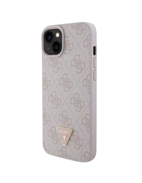 GUESS CARCASA 4G TRIANGLE STRASS IPHONE 15 ROSA