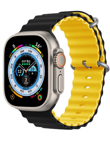 DEVIA CORREA SILICONE TWO-TONE SPORT6 Apple WATCH 42/44/45/49mm NEGRO/AMARILLO