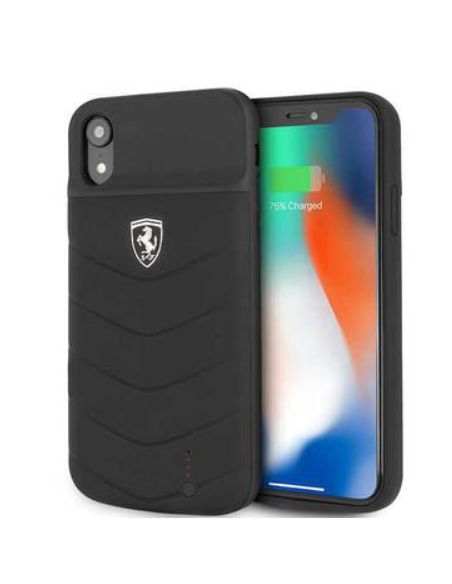 FERRARI FUNDA CON BATERIA 4000 mAh IPHONE XR NEGRO