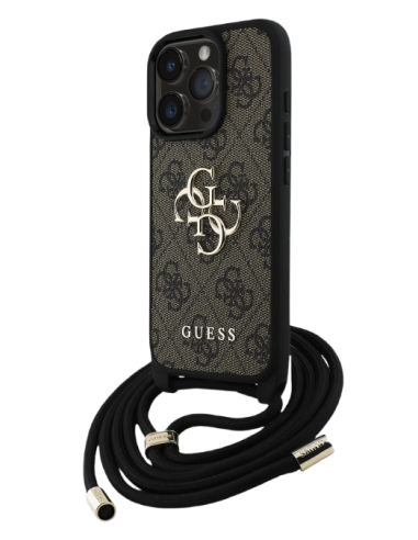 GUESS CARCASA CROSSBODY STRAP 4G IPHONE 16 PRO MARRON