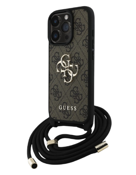 GUESS CARCASA CROSSBODY STRAP 4G IPHONE 16 PRO MARRON