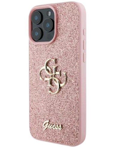 GUESS CARCASA GLITTER 4G IPHONE 16 PRO MAX ROSA