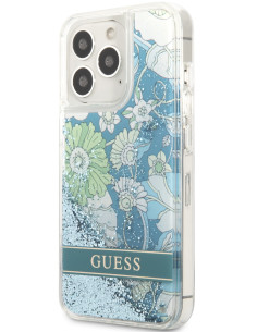 GUESS CARCASA GLITTER FLOWER IPHONE 13 PRO VERDE