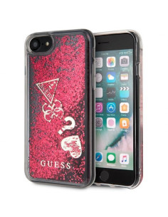 GUESS CARCASA GLITTER HEARTS IPHONE 8/7/6/6s/SE 2020 ROJO
