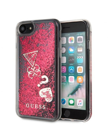 GUESS CARCASA GLITTER HEARTS IPHONE 8/7/6/6s/SE 2020 ROJO