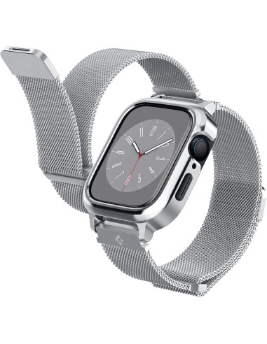 SPIGEN CARCASA/CORREA  APPLE WATCH METAL FIT PRO 9/8/7 42/44/45/49mm PLATA