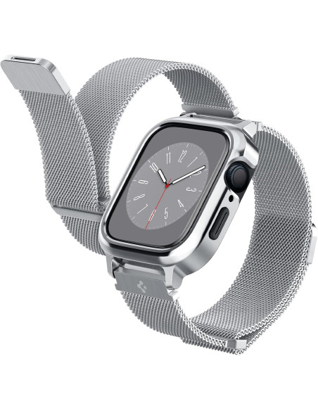 SPIGEN CARCASA/CORREA  APPLE WATCH METAL FIT PRO 9/8/7 42/44/45/49mm PLATA