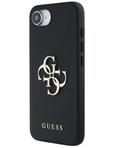 GUESS CARCASA GRAINED 4G IPHONE 17e/16e NEGRO