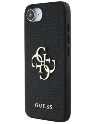 GUESS CARCASA GRAINED 4G IPHONE 17e/16e NEGRO