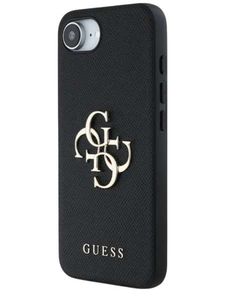 GUESS CARCASA GRAINED 4G IPHONE 17e/16e NEGRO