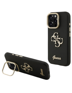 GUESS CARCASA GRAINED 4G SOPORTE CAMARA IPHONE 15 PRO MAX NEGRO