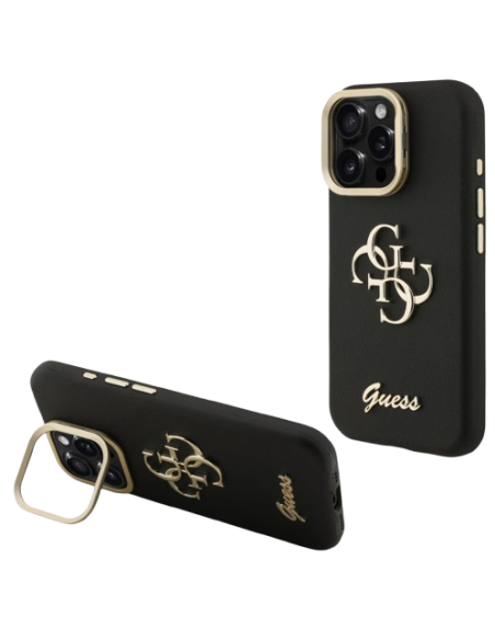 GUESS CARCASA GRAINED 4G SOPORTE CAMARA IPHONE 15 PRO MAX NEGRO